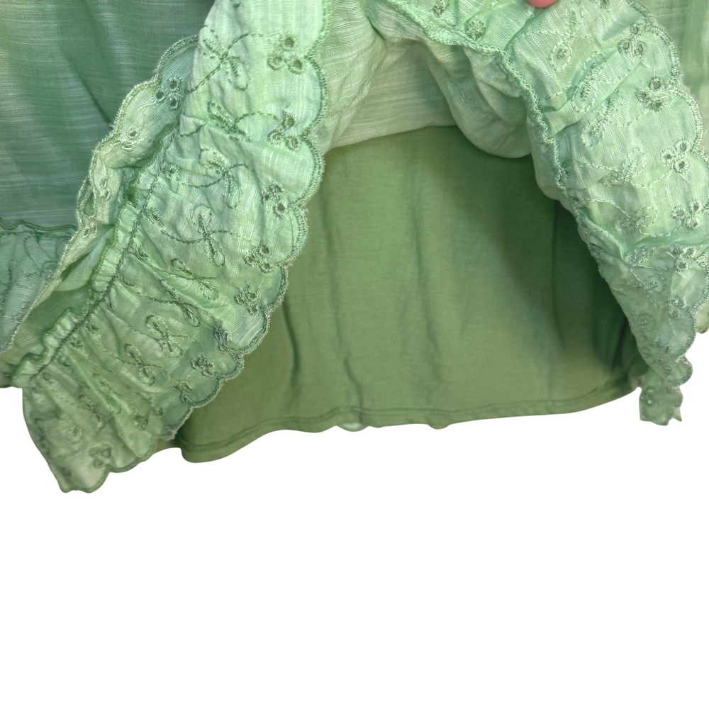 Sophie Max Max Studio Green‎ Eyelet Ruffle Mini Skirt NWT Verde Cotton Sz M - Picture 4 of 8